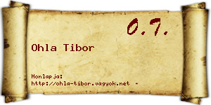 Ohla Tibor névjegykártya